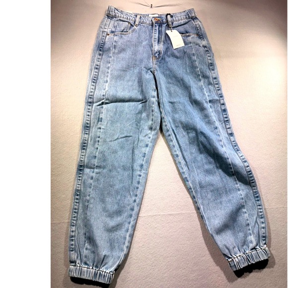 Forever 21 Pants - Forever 21 Womens Light Wash Denim Joggers Blue High Waist Elastic Cuff Size M